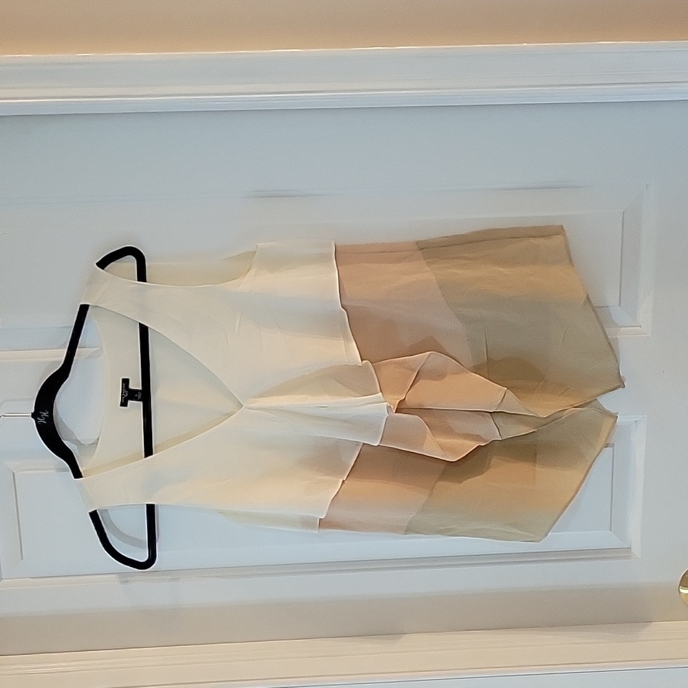 Ann taylor beige, pink , tan silk layers ruffle tank small